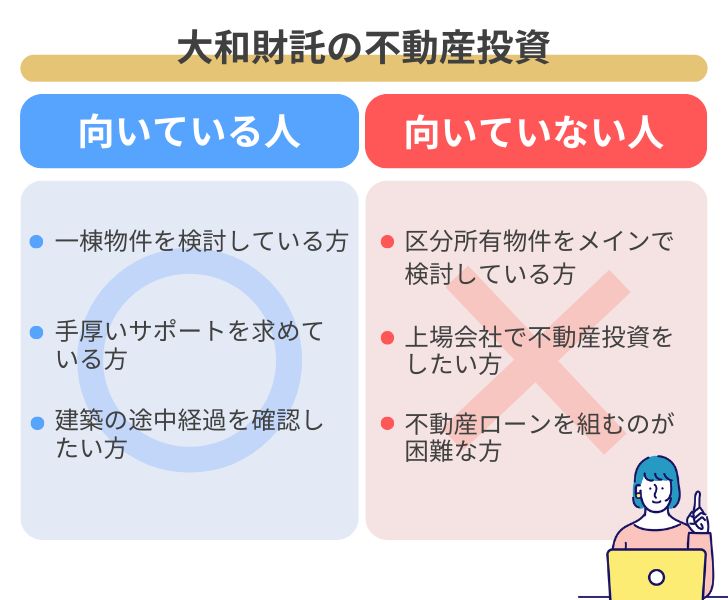 大和財託株式会社での不動産投資が向いている人・向いていない人